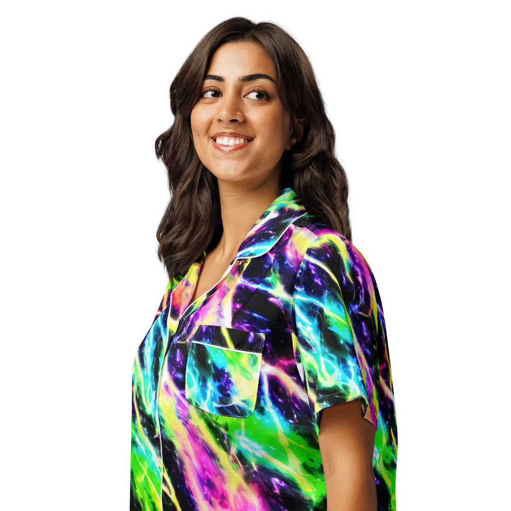 Chromatic Surge on Women's Short Sleeve Pajama Top — Left Front