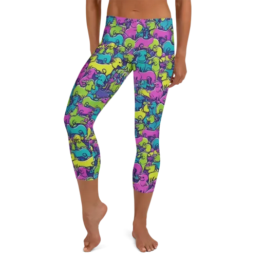 Electric Puppy Field on a Capri Leggings