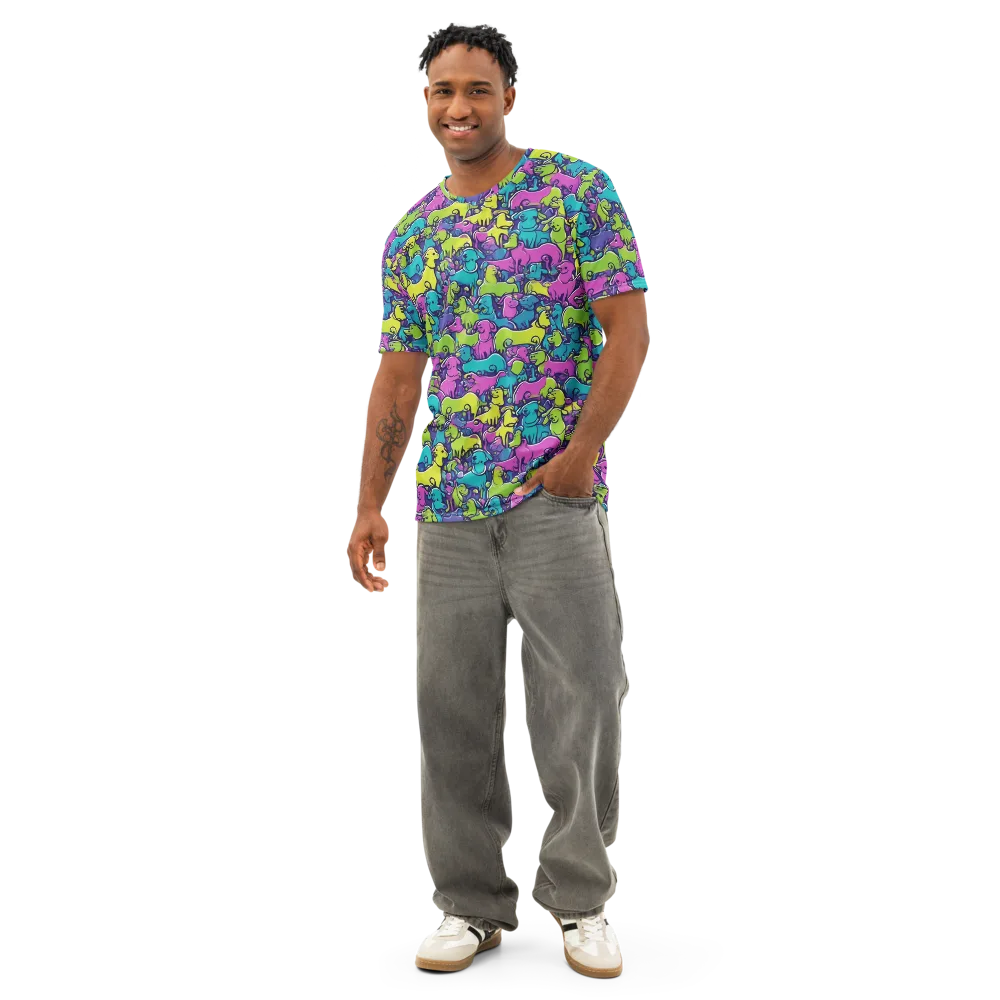 Electric Puppy Field on Men's Cotton Crew Neck T-Shirt — Front