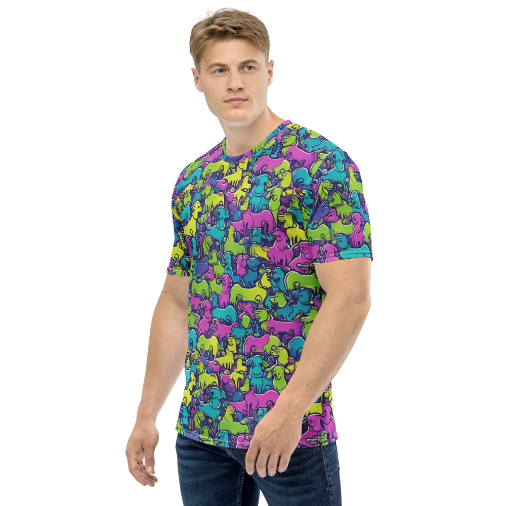 Electric Puppy Field on Men's Crew Neck T-Shirt — Left