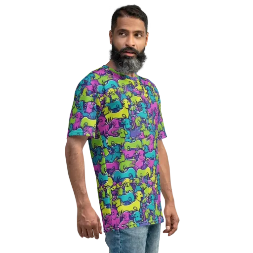 Electric Puppy Field on a Men's Crew Neck T-Shirt