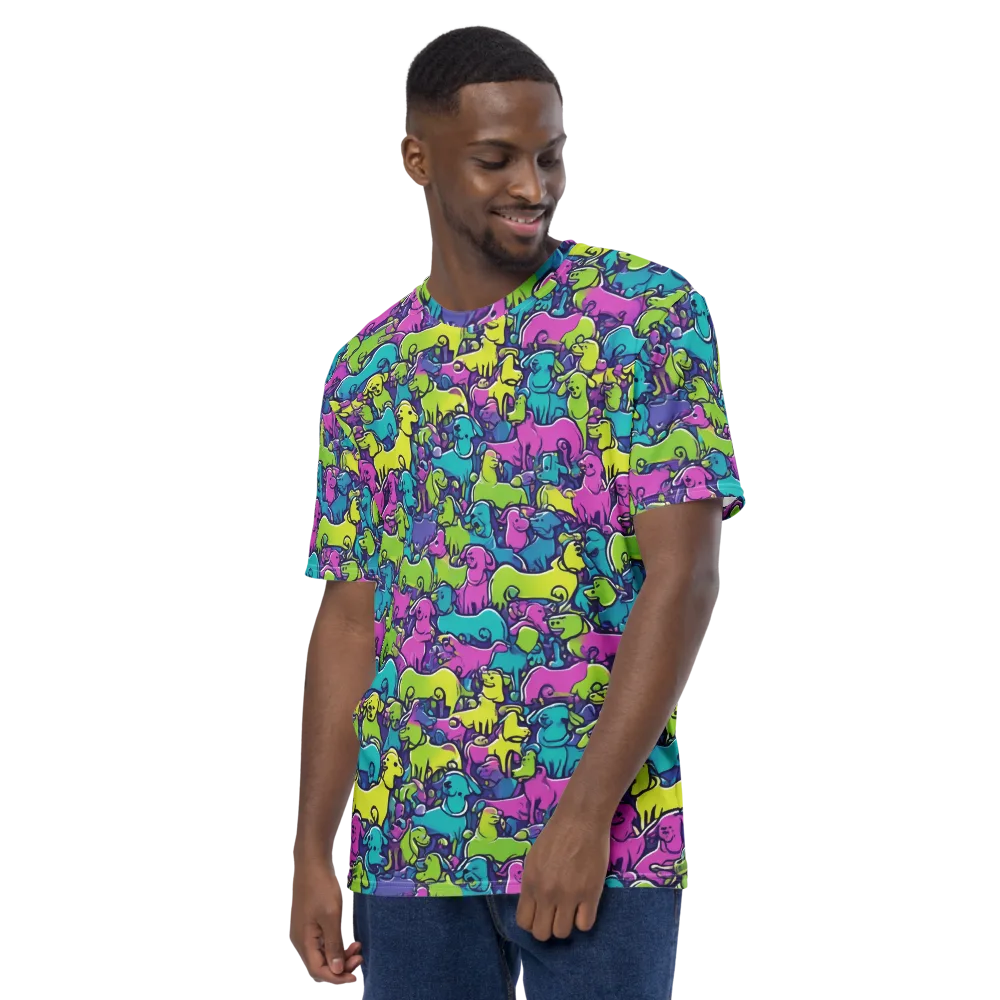 Electric Puppy Field on Men's Crew Neck T-Shirt — Left