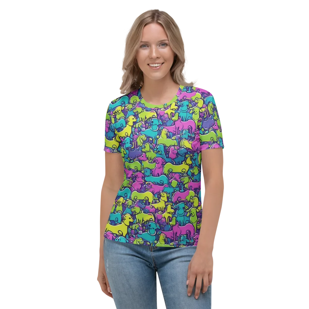 Electric Puppy Field on Women's Crew Neck T-Shirt — Front