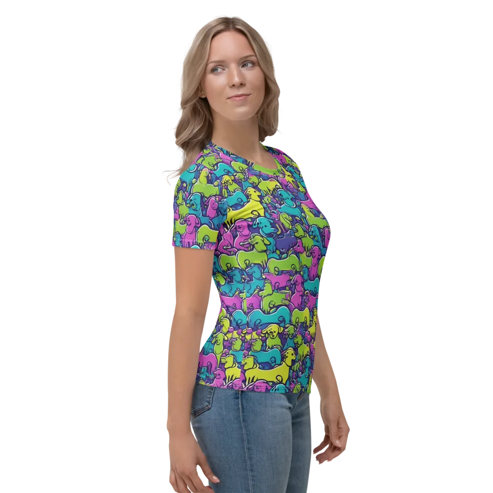 Electric Puppy Field on Women's Crew Neck T-Shirt — Right