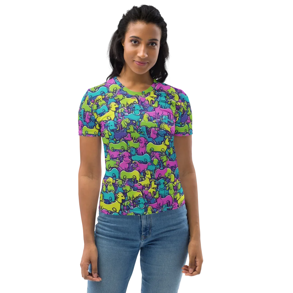 Electric Puppy Field on Women's Crew Neck T-Shirt — Front