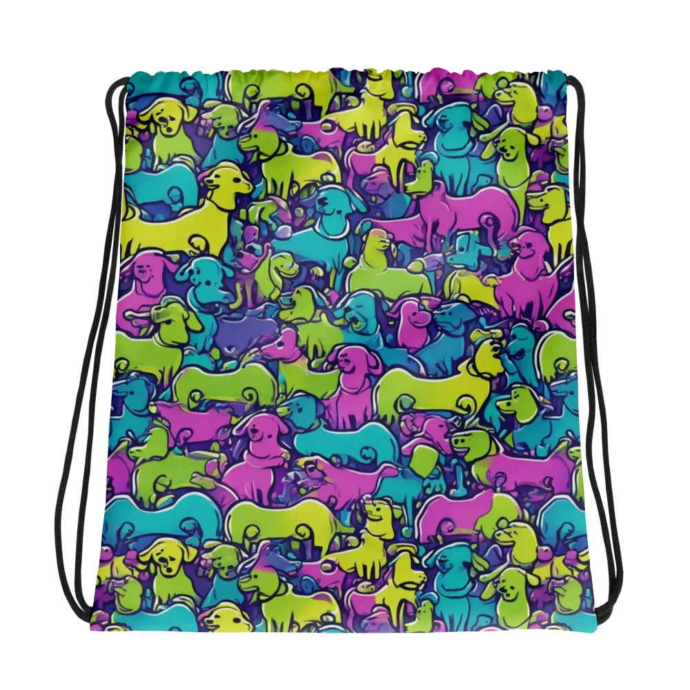 Electric Puppy Field on Drawstring Bag — Photo