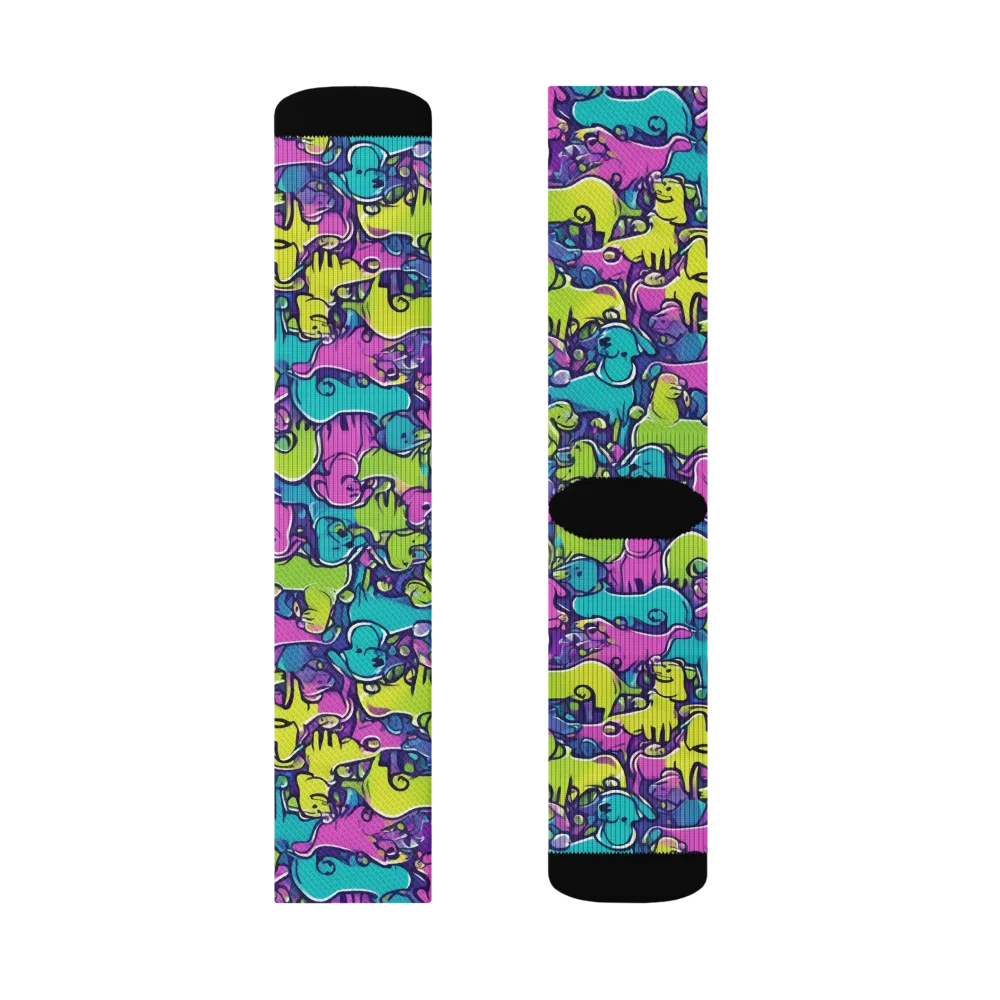 Electric Puppy Field on Socks — Left Sock