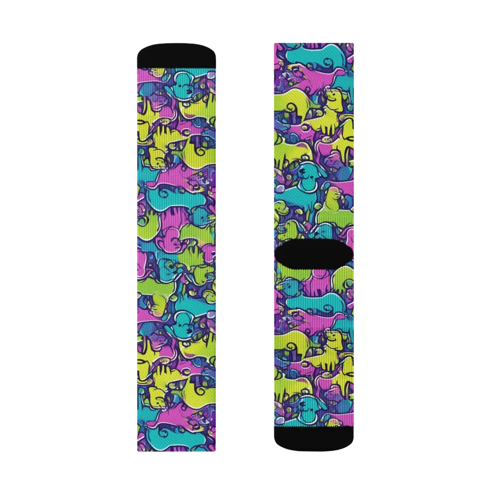 Electric Puppy Field on Socks — Right Sock
