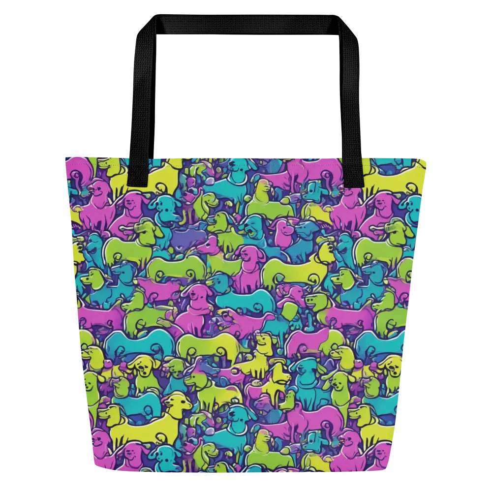 Electric Puppy Field on Large Tote Bag W/ Pocket — Front