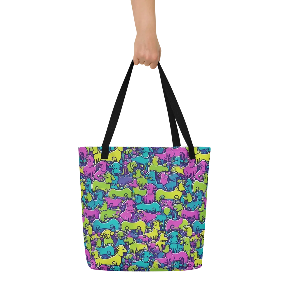 Electric Puppy Field on Large Tote Bag W/ Pocket — Front