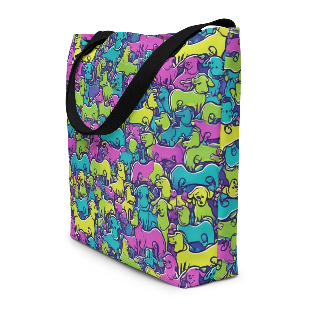 Electric Puppy Field on Large Tote Bag W/ Pocket — Front