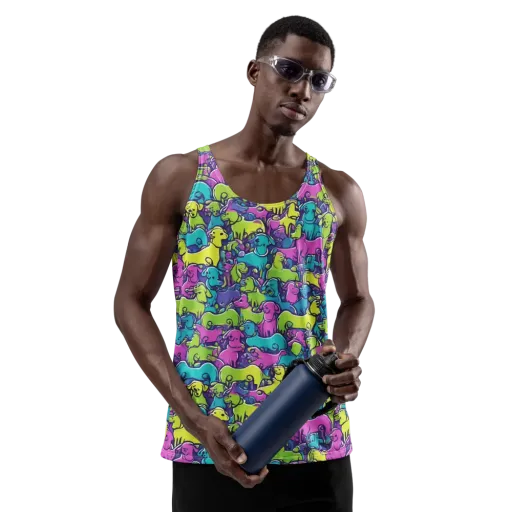 Electric Puppy Field on a Men's Tank Top