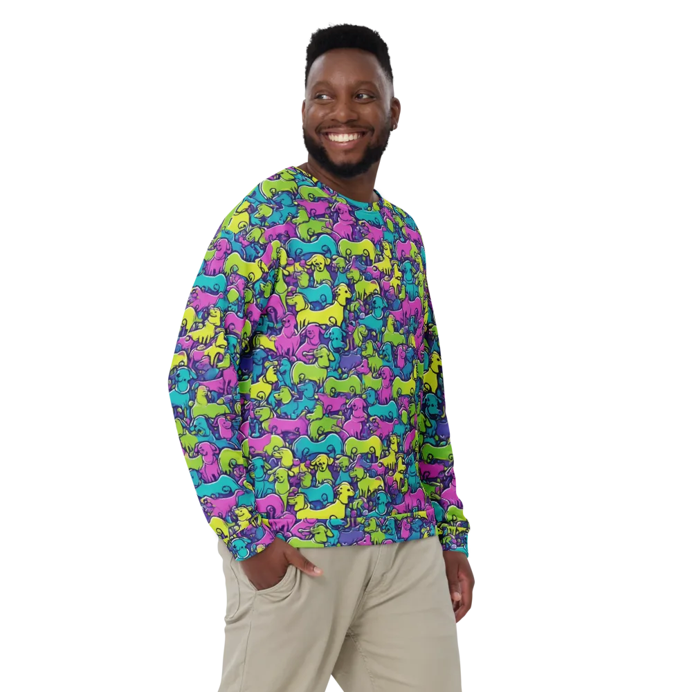 Electric Puppy Field on Sweatshirt — Front