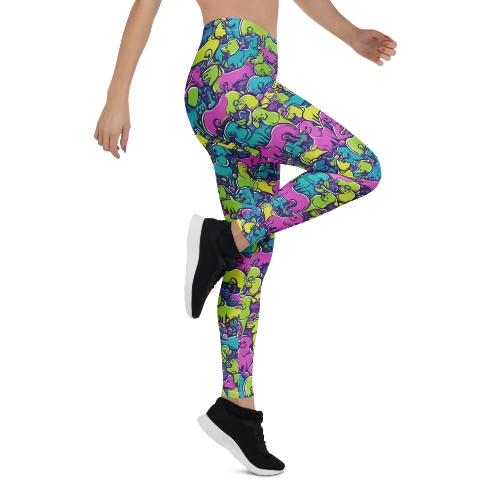Electric Puppy Field on Leggings — Right
