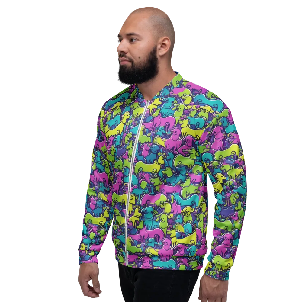Electric Puppy Field on Bomber Jacket — Left