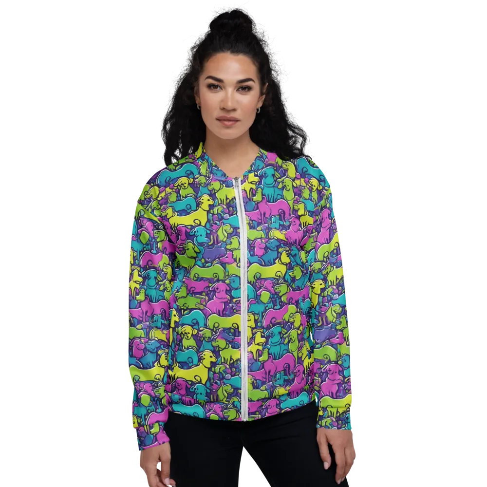 Electric Puppy Field on Bomber Jacket — Front