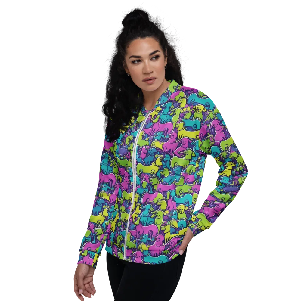 Electric Puppy Field on Bomber Jacket — Left