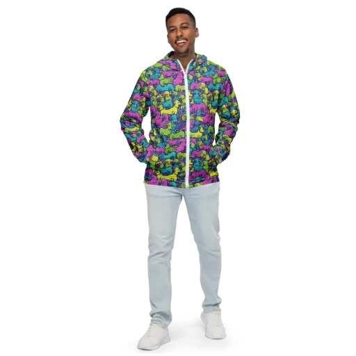 Electric Puppy Field on a Men's Windbreaker