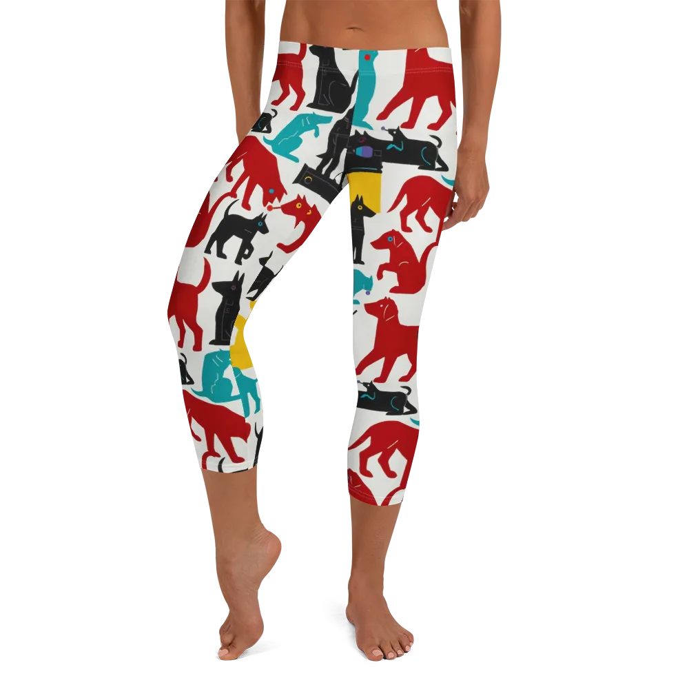 Chromatic Canines on Capri Leggings — Front