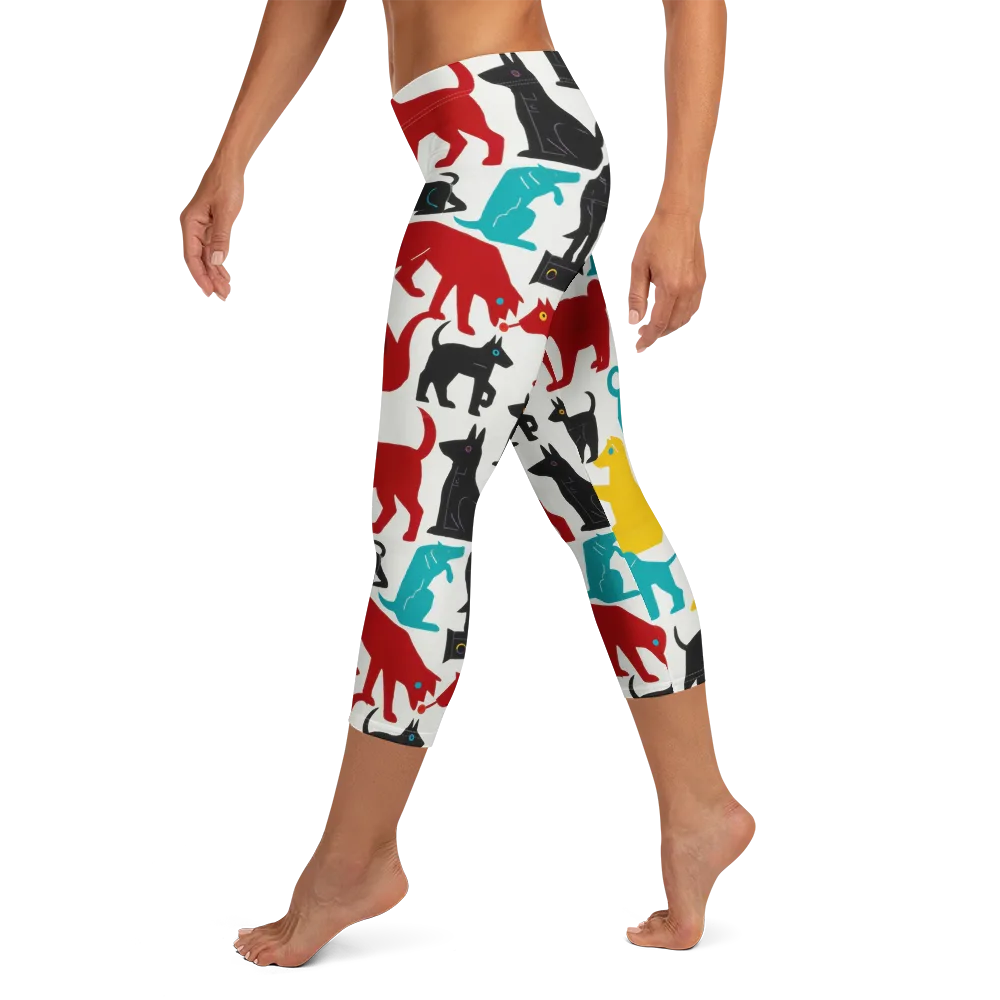 Chromatic Canines on Capri Leggings — Left