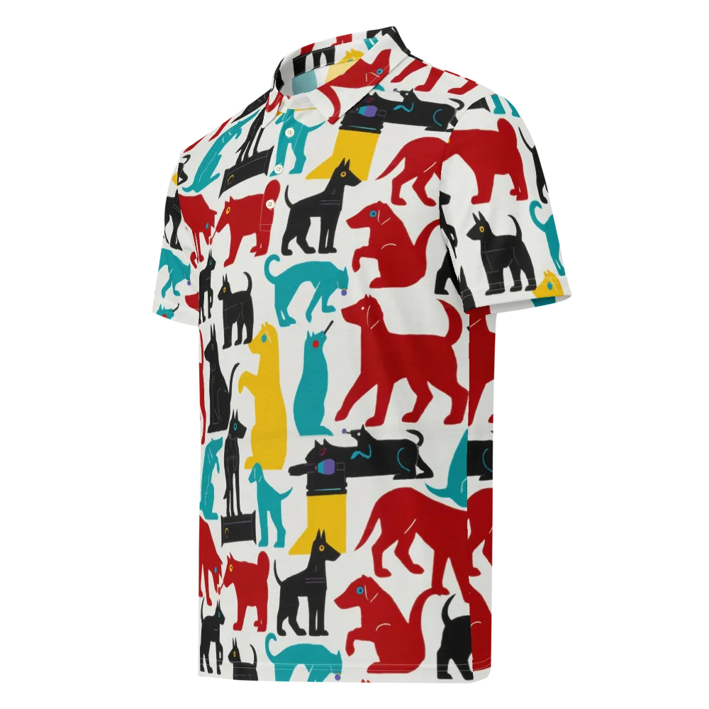 Chromatic Canines on Men's Slim Fit Polo Shirt — Left Front