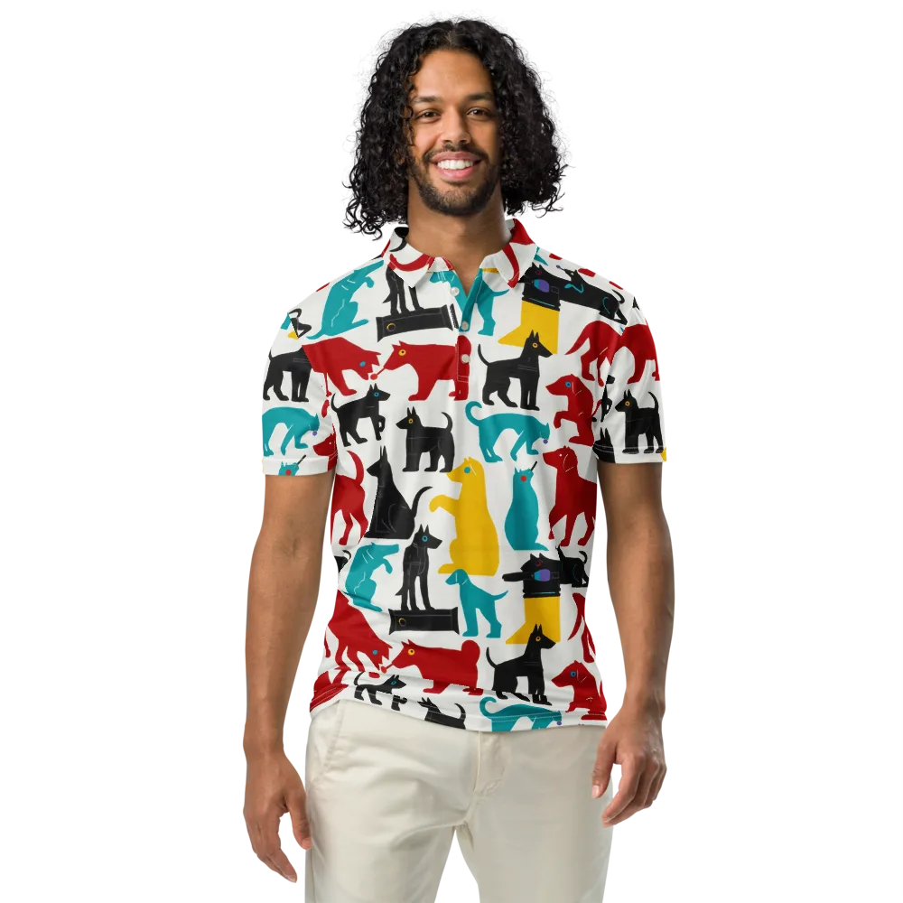 Chromatic Canines on Men's Slim Fit Polo Shirt — Front
