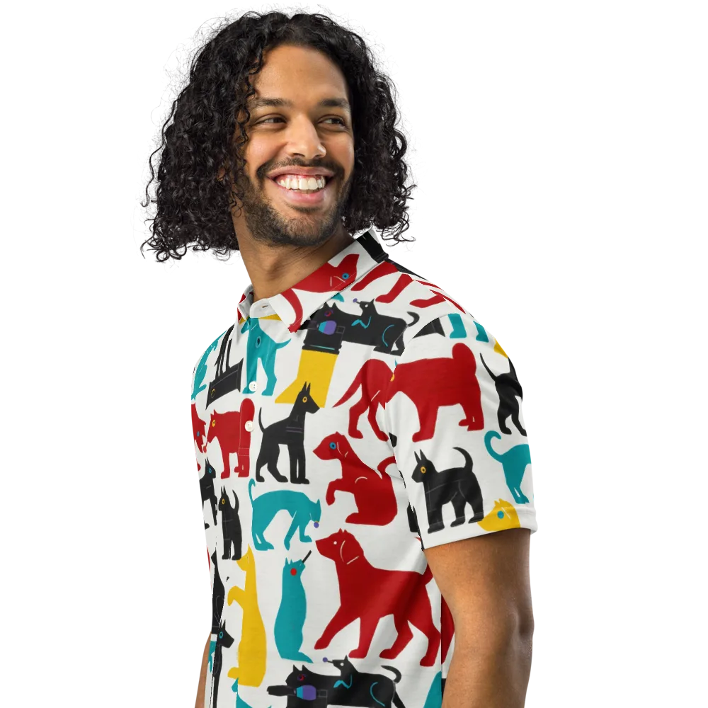 Chromatic Canines on Men's Slim Fit Polo Shirt — Left Front
