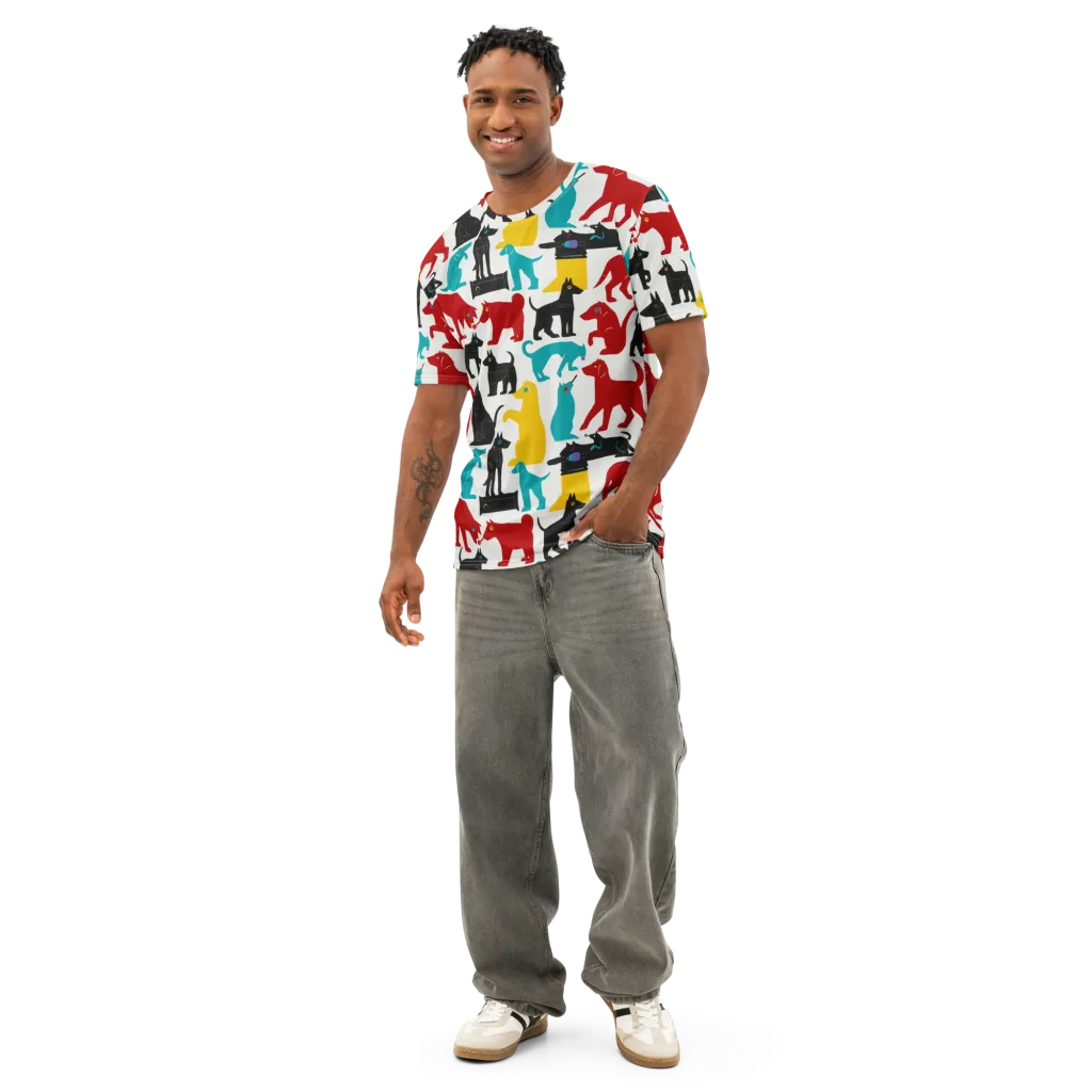 Chromatic Canines on Men's Cotton Crew Neck T-Shirt — Front