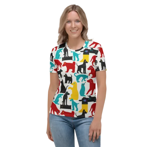 Chromatic Canines on a Women's Crew Neck T-Shirt