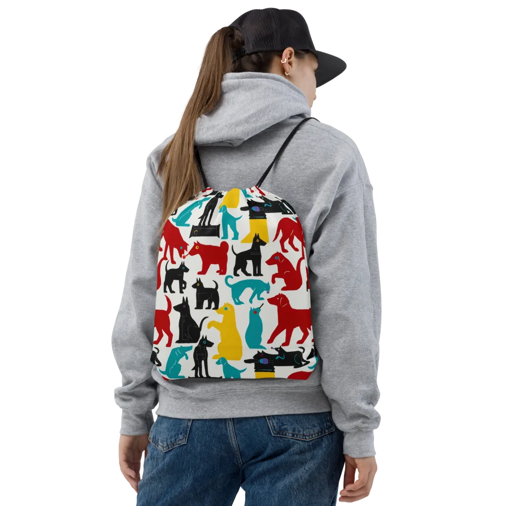 Chromatic Canines on Drawstring Bag — Front