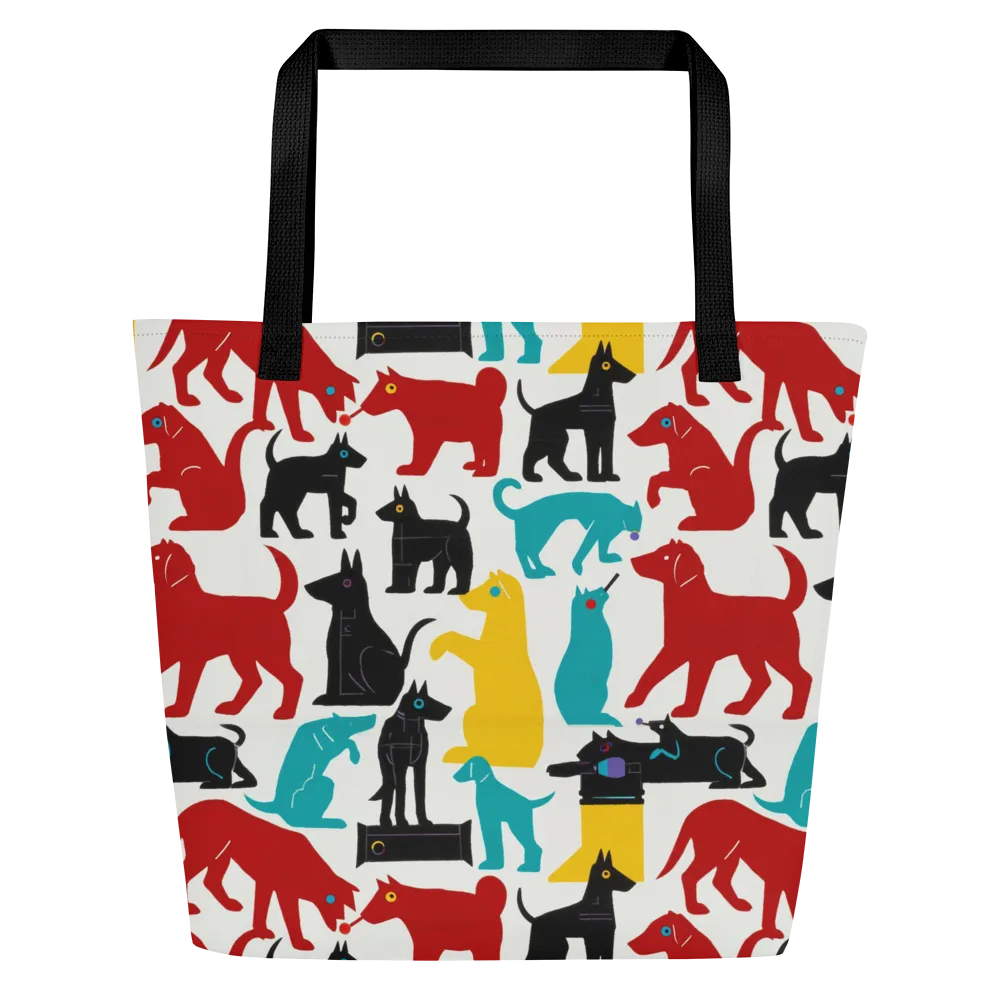 Chromatic Canines on Large Tote Bag W/ Pocket — Front