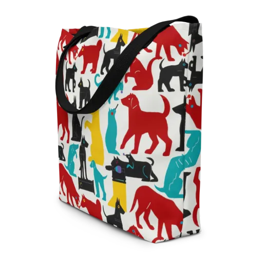 Chromatic Canines on a Large Tote Bag W/ Pocket