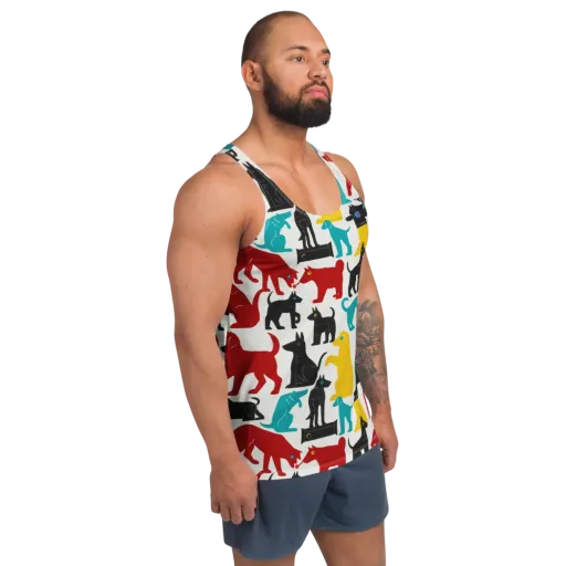 Chromatic Canines on a Men's Tank Top