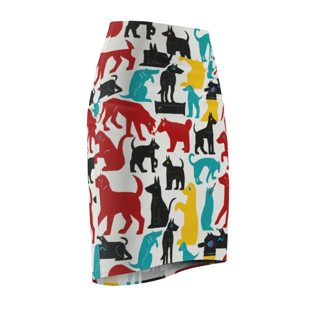 Chromatic Canines on Pencil Skirt — Front Side