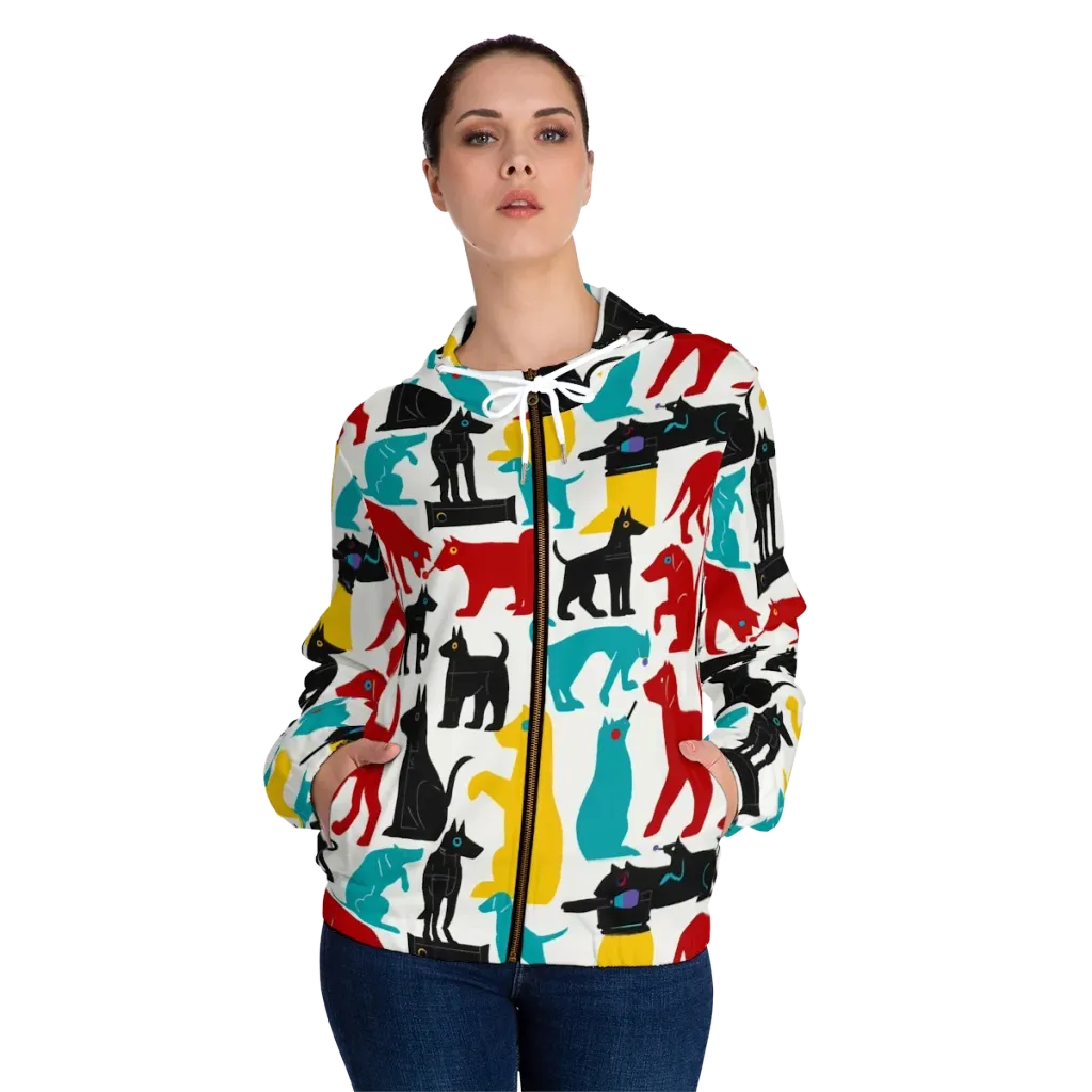 Chromatic Canines on Women's Full-Zip Hoodie — Front On Person