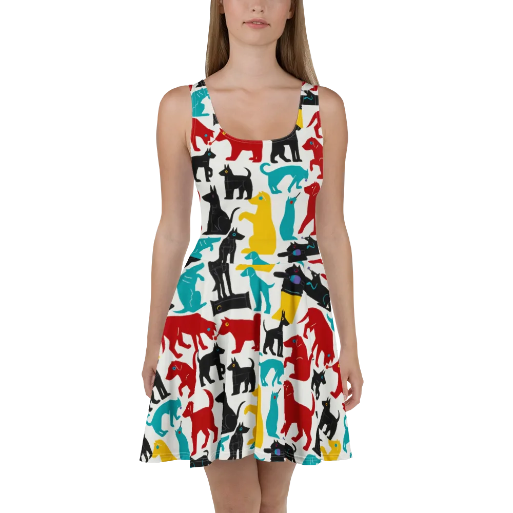 Chromatic Canines on Skater Dress — Front