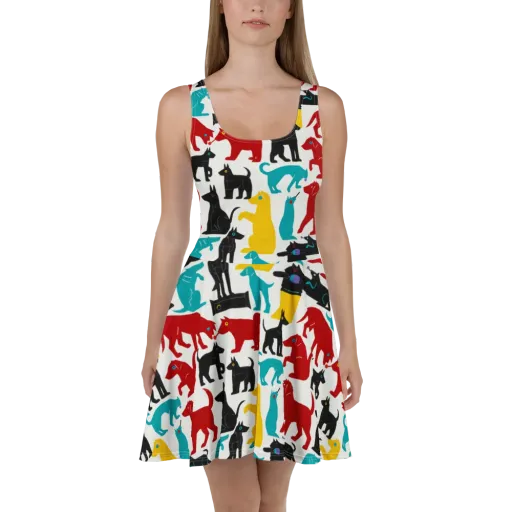 Chromatic Canines on a Skater Dress
