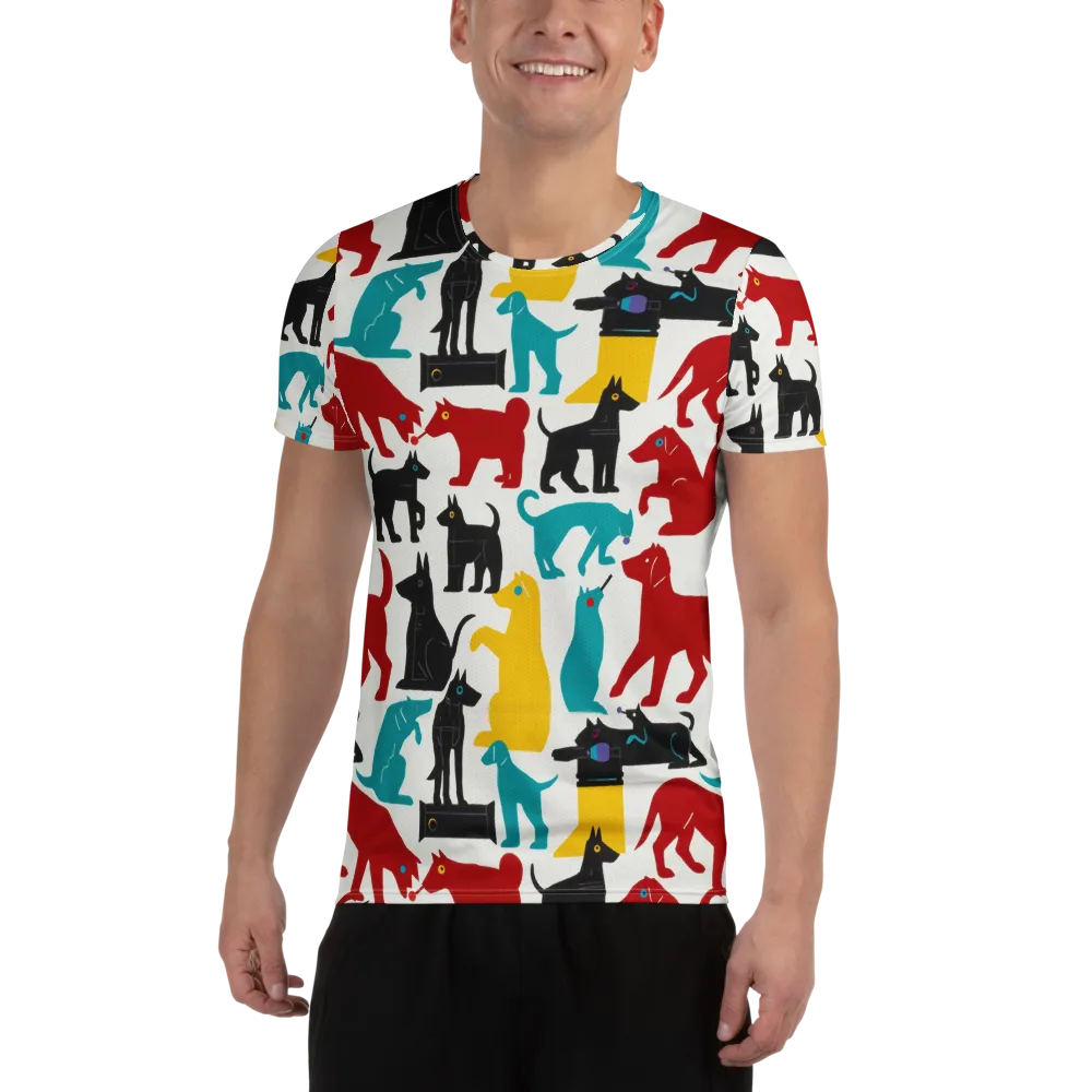 Chromatic Canines on Men's Athletic T-Shirt — Front