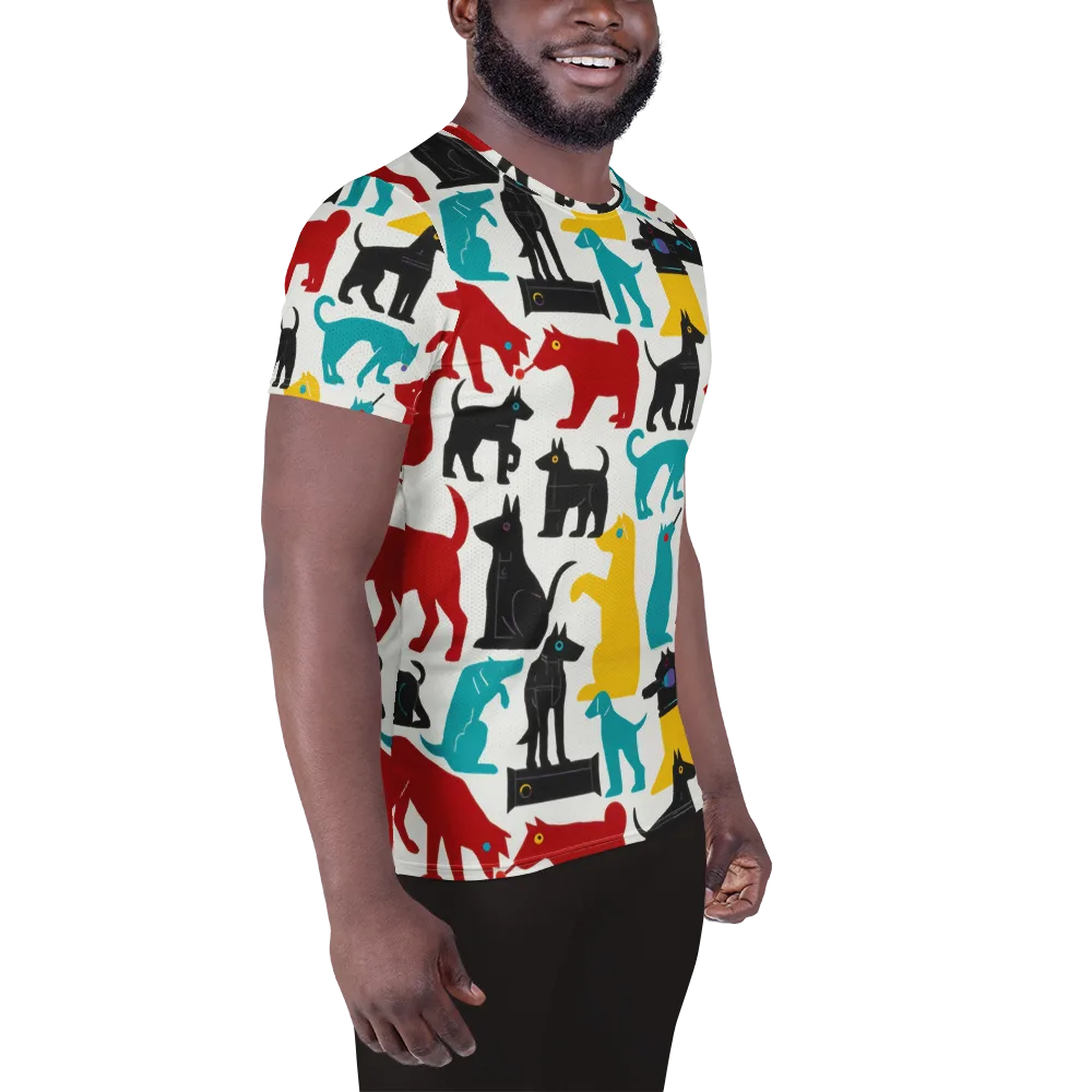 Chromatic Canines on Men's Athletic T-Shirt — Right