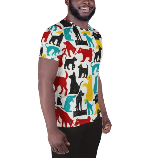 Chromatic Canines on a Men's Athletic T-Shirt