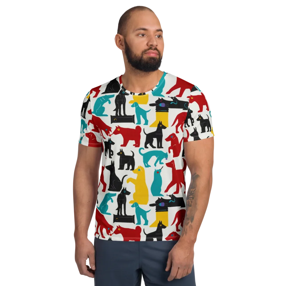 Chromatic Canines on Men's Athletic T-Shirt — Front