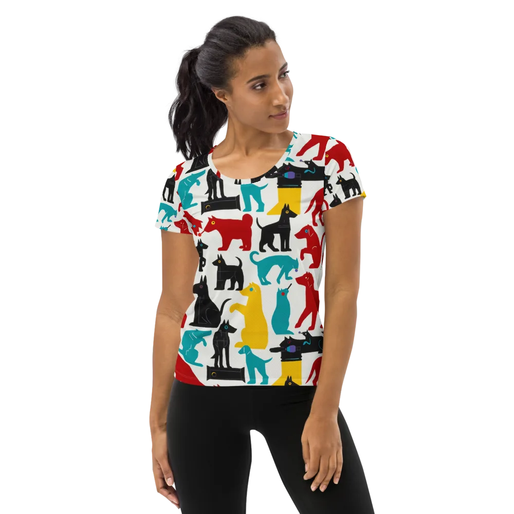 Chromatic Canines on Women's Athletic T-Shirt — Front