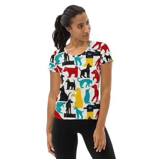 Chromatic Canines on a Women's Athletic T-Shirt