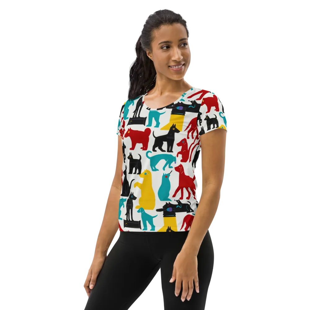 Chromatic Canines on Women's Athletic T-Shirt — Left