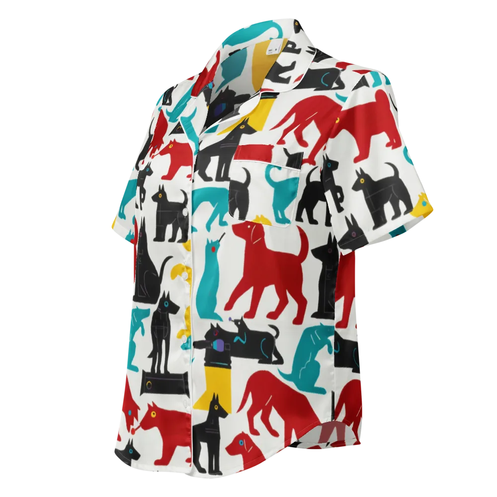 Chromatic Canines on Women's Short Sleeve Pajama Top — Left Front