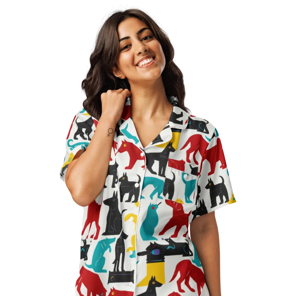Chromatic Canines on Women's Short Sleeve Pajama Top — Front