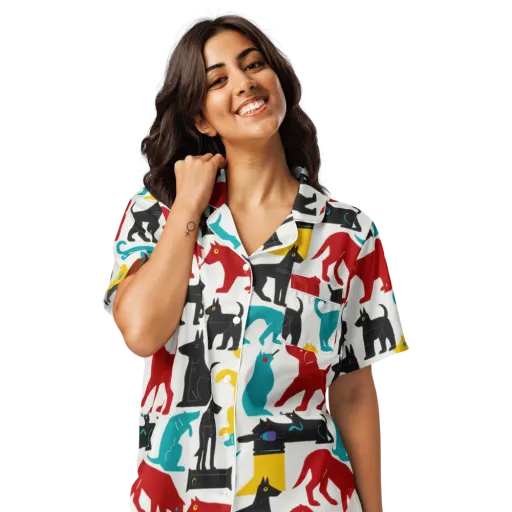 Chromatic Canines on a Women's Short Sleeve Pajama Top