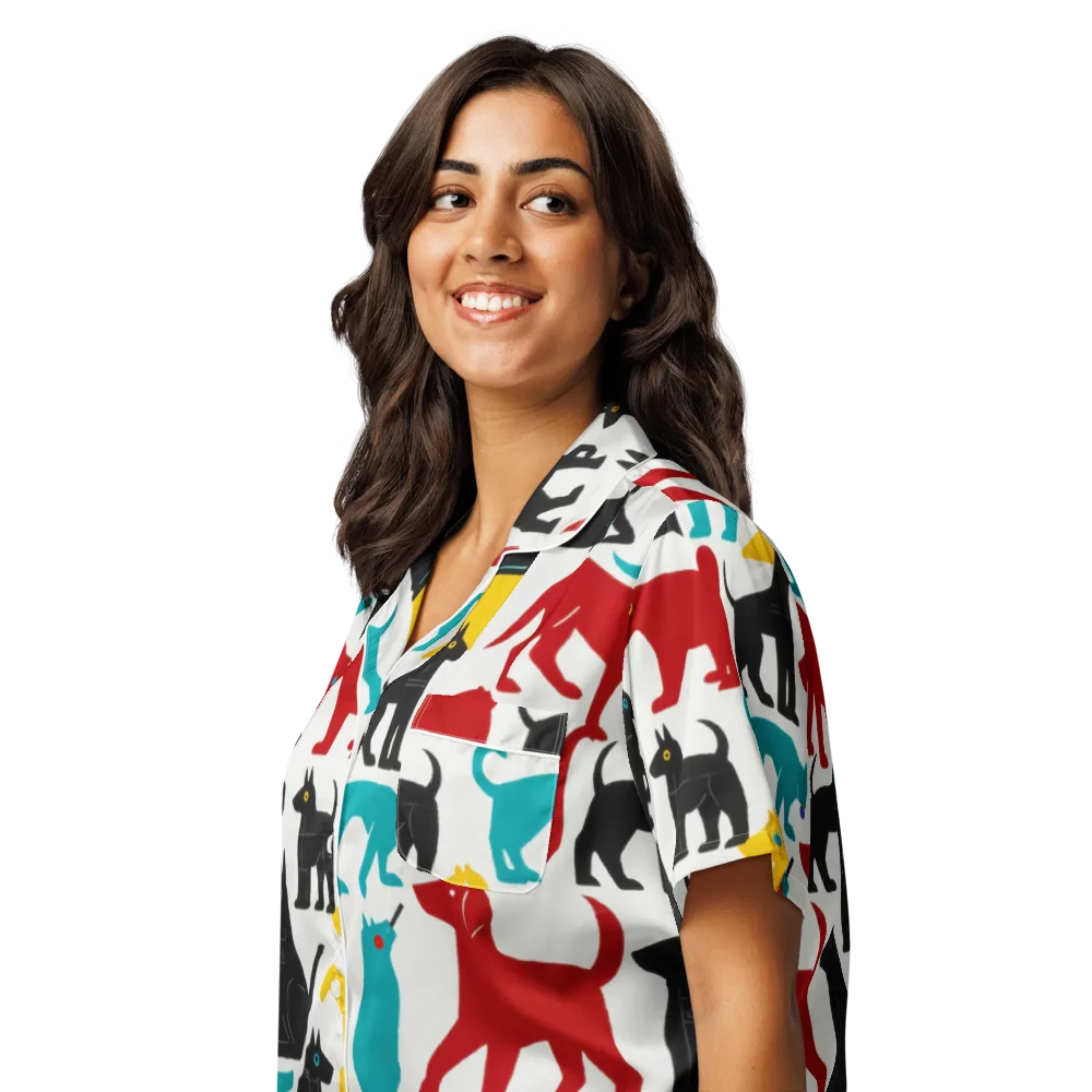 Chromatic Canines on Women's Short Sleeve Pajama Top — Left Front