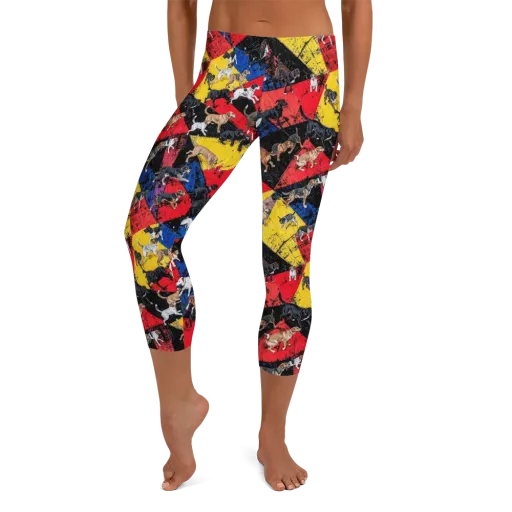 Canine Color Riot on a Capri Leggings