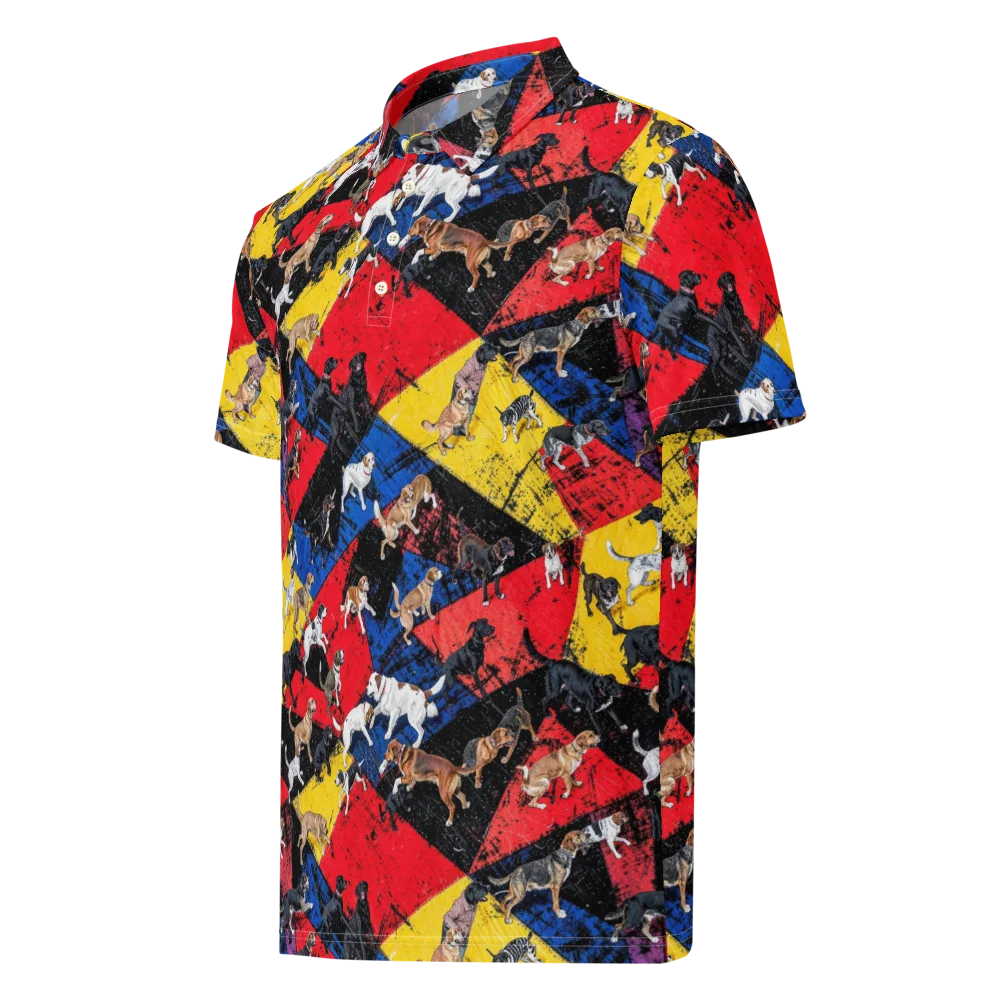 Canine Color Riot on Men's Slim Fit Polo Shirt — Left Front